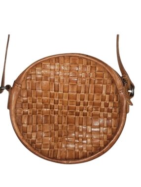 Vilenca Holland Round Leather Woven Crossbody Purse